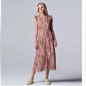 Simply Vera Vera Wang Ruffle Sleeve Boho Cottagecore Midi Dress